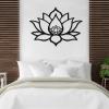 Lotus Flower Metal Wall Art, Lotus Flower Wall Decor, Flower Metal Wall, Yoga Wall Art, Mandala Wall Art, Meditation Decor, Spiritual Decor, Home Wall Decor (Black, 48"x35"|121x89cm, Metal Wall Art) view 3