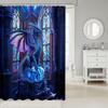 Western Dragon Kids Shower Curtains,Purple Wing Dragon Glitter Romantic Bathroom Curtains for Boys Girls,Glass Geometric Patchwork Blue Fashion Waterproof Curtains,12 Hooks Suits,72" W x 72" L view 2