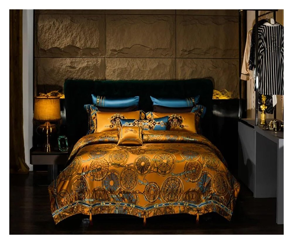 Egyptian Cotton Bedding Set Luxury Jacquard Duvet Cover Set Super King Queen Quilt Cover Bedsheet Pillowcase 4pcs,Bed