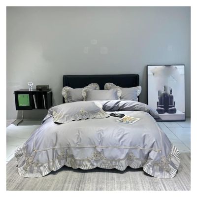 1000TC Egyptian Cotton Bedding Set Queen King 220x240cm Blue Duvet Covers Bed Sheet/Fitted Sheet Linens Pillowcase Bedclothes,Bed