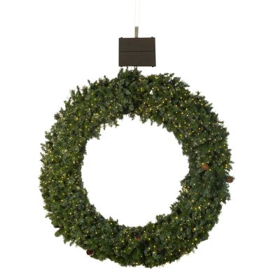 Glowing Petals Solar Extra Large Christmas Wreath 96 Inch Pre-Lit Solar 1000 Led Warm White Lights Holiday Artificial Decor Lighted Wreath Outdoor for Green Christmas Decorations 96Inch(9601)