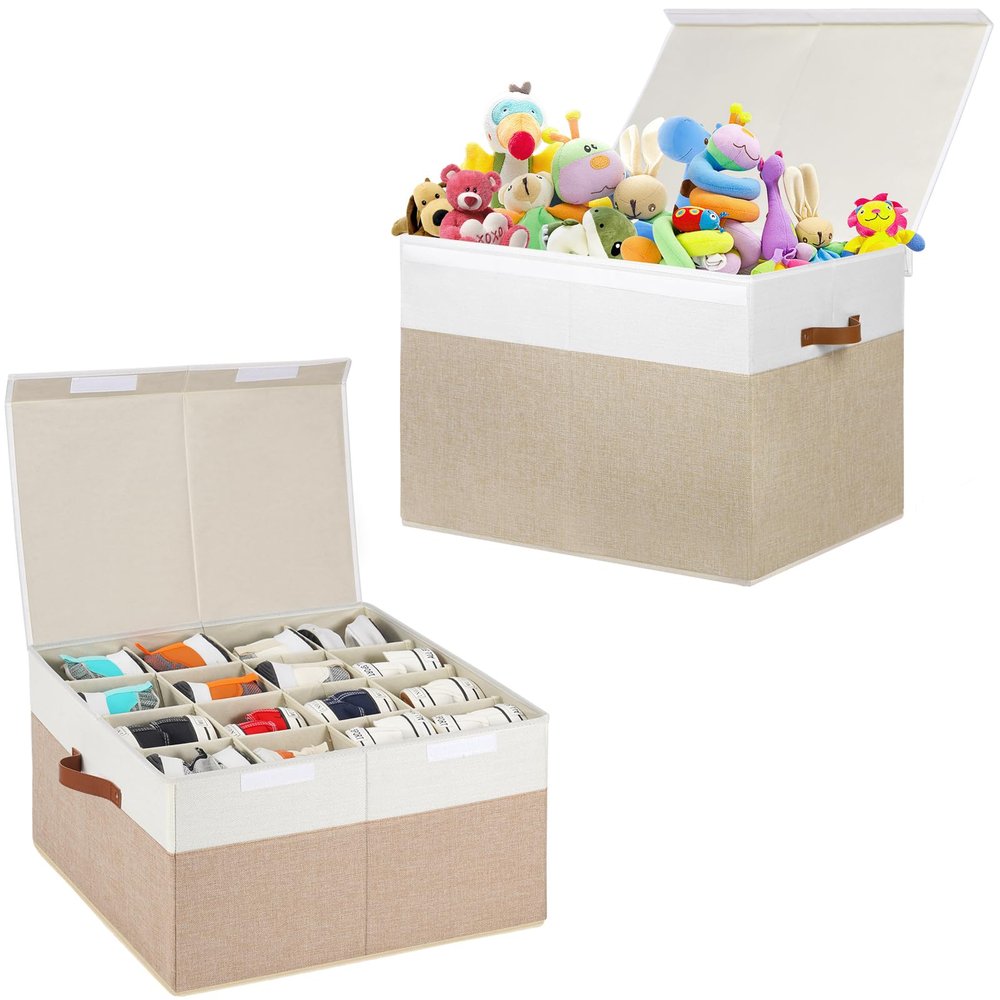 Gowee hoe Storage Organizer for Closet Fits 16 Pairs, Large Toy Storage Box with Lid