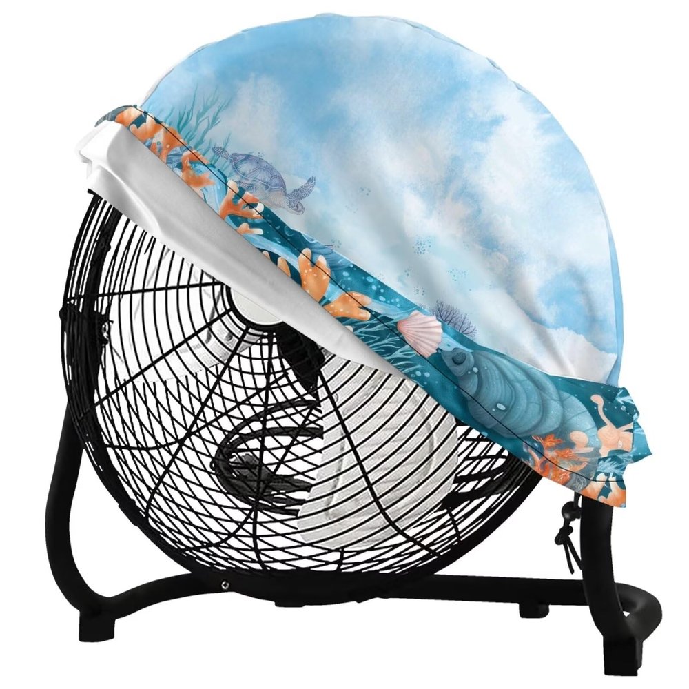 Yorfeemge Industrial Fan Cover Outdoor Waterproof Coral Turtle Drum Fan Cover for 18 20 24 Inch High Velocity Drum Fan