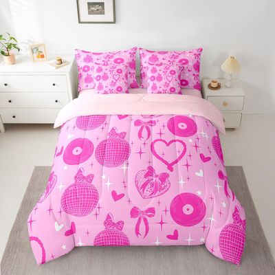 Feelyou Pink Western 7 Piece Bedding Set Queen Size Wild West Cowgirl Comforter Set with Sheets for Kids Adult Southwestern Bed in a Bag Farm Life Bed Set