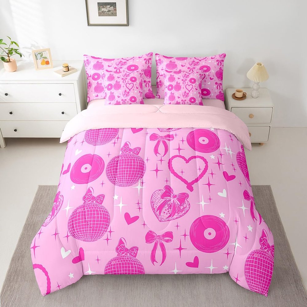 Feelyou Pink Western 7 Piece Bedding Set Queen Size Wild West Cowgirl Comforter Set with Sheets for Kids Adult Southwestern Bed in a Bag Farm Life Bed Set