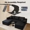 107.5" Cloud Modular Sectional Sofa with 1 Ottoman,Modern Minimalist Upholstered Couches, Comfort U Shaped Sofa for Living Room,Deep Seat Corner CouchNo Assembly Required (Black,Left Facing Chaise) view 3