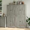 NOVAMAISON Kitchen Pantry Cabinet Set of 2, 72 Tall Farmhouse Storage Cabinet with 4 Barn Doors and Adjustable Shelves, Pantry Storage for Kitchen, Living Room, Grey view 1