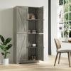 NOVAMAISON Kitchen Pantry Cabinet Set of 2, 72 Tall Farmhouse Storage Cabinet with 4 Barn Doors and Adjustable Shelves, Pantry Storage for Kitchen, Living Room, Grey view 3