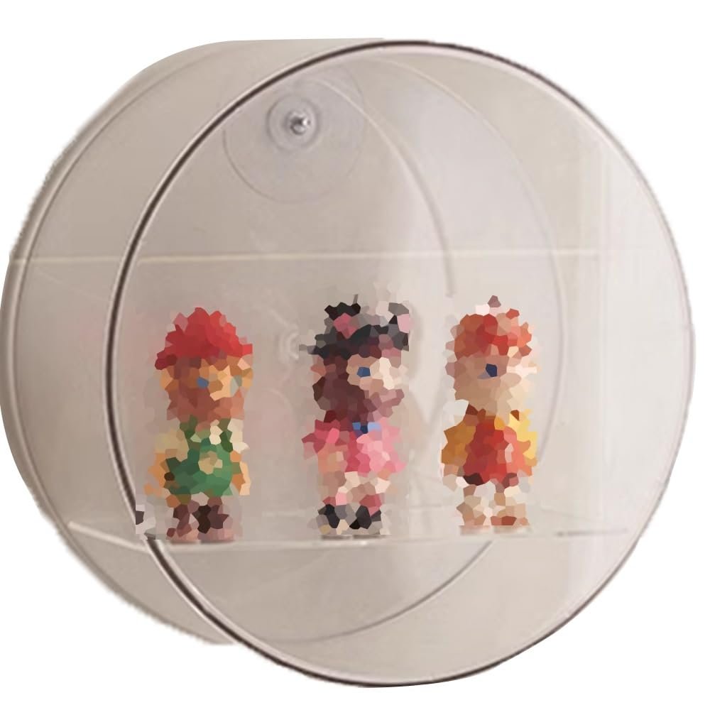 Blind Box Figure Round Wall-Mounted Collectibles Display Cabinet, Photo Frame Transparent Storage Shelf, Acrylic Curio Case for Bedroom(Clear,25X9.4X25cm-9.8X3.7X9.8in)