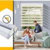 No Drill No Tools Zebra Shades for Windows, Cordless Blackout Zebra Blinds, Custom Size Easy Install Free-Stop Dual Layer Light Control for Home, Office,Beige-50% Blackout, 21" W x 64" H view 2