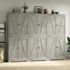 NOVAMAISON Kitchen Pantry Cabinet Set of 3, 72' Tall Farmhouse Storage Cabinet with 4 Barn Doors and Adjustable Shelves, Versatile Storage for Kitchen, Living Room, Grey view 1