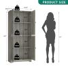 NOVAMAISON Kitchen Pantry Cabinet Set of 3, 72' Tall Farmhouse Storage Cabinet with 4 Barn Doors and Adjustable Shelves, Versatile Storage for Kitchen, Living Room, Grey view 2