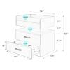 2 Drawers Night Stand with LED Lights,Wood Nightstand with Upper Open Space,Modern Bedside Table with Sliding Drawers,Sofa End Table for Bedroom (White) view 2