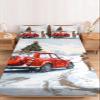 3 Piece King Fitted Sheet Set Christmas Trees Red Truck Winter Snow Golden Retriever Dog, Deep Pocket Up to 16", Soft Elastic Bed Sheets and Pillow Cases Secure Fit view 3