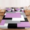 3 Piece Queen Fitted Sheet Set Mid Century Abstract Geometric Color Block 3 D Black Gray, Deep Pocket Up to 16", Soft Elastic Bed Sheets and Pillow Cases Secure Fit view 3