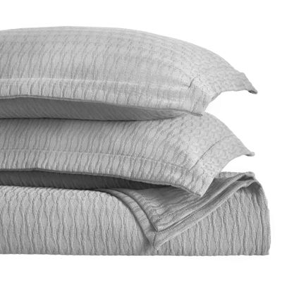Superior 3 Piece Cotton Bedspread Set, Home Bed Decor, Decorative Bed Spread, 2 Pillow Shams, Medium Weight Blanket, Matelasse Coverlet, Bedding Essentials, Calvert Collection, California King, Grey