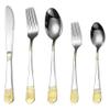 SEELLODGE Silverware Flatware Cutlery Set, 5/20/30/40/50/60 Pieces Stainless Steel Tableware Spoons And Forks Retro Dinner Knife And Fork Spoon Hotel Steak Knife And Fork Set(5 Piece set for 1) view 1