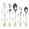 SEELLODGE Silverware Flatware Cutlery Set, 5/20/30/40/50/60 Pieces Stainless Steel Tableware Spoons And Forks Retro Dinner Knife And Fork Spoon Hotel Steak Knife And Fork Set(5 Piece set for 1) view 2