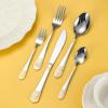 SEELLODGE Silverware Flatware Cutlery Set, 5/20/30/40/50/60 Pieces Stainless Steel Tableware Spoons And Forks Retro Dinner Knife And Fork Spoon Hotel Steak Knife And Fork Set(5 Piece set for 1) view 3