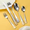 SEELLODGE Silverware Flatware Cutlery Set, 5/20/30/40/50/60 Pieces Stainless Steel Tableware Spoons And Forks Retro Dinner Knife And Fork Spoon Hotel Steak Knife And Fork Set(5 Piece set for 1) view 4