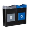 Commercial Zone Avante Series Made in The USA, Black Dual-Stream, Trash and Recycling Center,2-30-Gallon Shallow Units, Open Top, Liners Included view 1