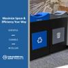 Commercial Zone Avante Series Made in The USA, Black Dual-Stream, Trash and Recycling Center,2-30-Gallon Shallow Units, Open Top, Liners Included view 2