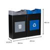 Commercial Zone Avante Series Made in The USA, Black Dual-Stream, Trash and Recycling Center,2-30-Gallon Shallow Units, Open Top, Liners Included view 3