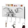 FZQVSWTX Key Holder Wall Mount, Key Rack with 5 Key Hooks, White Elephant Printed Easy Installation Key Organizer for Entryway, Front Door, Hallway, Office view 1