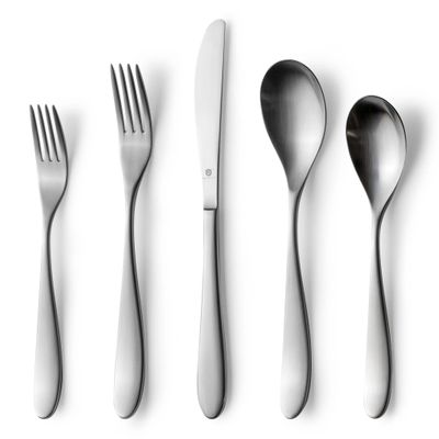Danialli Matte Silverware Set, 18/10 Stainless Steel Satin Flatware, Modern Brushed Finish Cutlery, Dishwasher Safe & Durable, Built to Last (40-Piece, Marettimo)