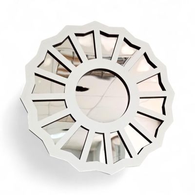 LuxuryConcept The Divine Feminine Mirror - Large Handmade with Wood/Acrylic Mirror, Gift for Her, 3D Wall Decor,Gift for Girlfriend (White-Silver, 10" H x 10" W)