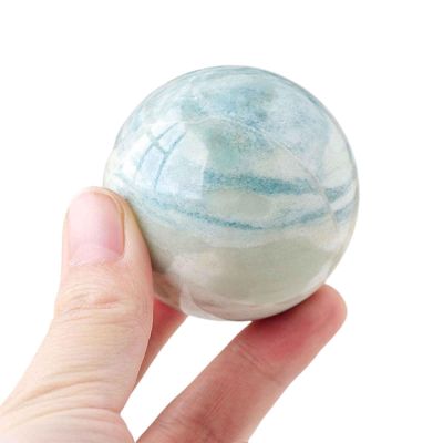 Natural Crystal Ball sub-Blue Pattern Ball Ornaments for Reiki Healing Divination Meditation Feng Shui Home Office Decor Crystal Gift,1.97in(5cm)