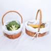 2PCS Flower Girl Baskets Rattan Flower Baskets with Handle Woven Storage Bins for Wedding Home Camping view 2