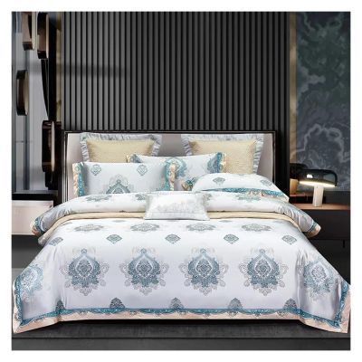 1000TC Long Staple Cotton and Embroidered Brocade Satin Jacquard European Luxury Bedding Set Duevt Cover Bed Sheet Pillowcases,Bedding