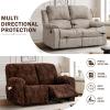 vctops 6 Pieces Stretch Recliner Loveseat Covers Soft Reclining Couch Cover with Pockets Floral Jacquard Anti-Slip Sofa Slipcovers Fitted Furniture Protector for Pet Kid(Dark Coffee,2 Seater) view 3