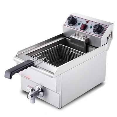TT-YEL Portable Stainless Steel Electric Deep Fryer, Single Pot French Fries Fryer with Thermostat, Countertop/Standing Kitchen Fryer with Adjustable Temperature Control,A13