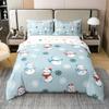 100% Cotton Cartoon Snowman Duvet Cover Winter Snowflake Decor Rustic Style Bedding Set for Kids Boys Girls Teens Cute Graffiti Merry Christmas Quilt Cover,2 Pillowcases(No Comforter) Full Size 3 Pcs view 1