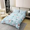 100% Cotton Cartoon Snowman Duvet Cover Winter Snowflake Decor Rustic Style Bedding Set for Kids Boys Girls Teens Cute Graffiti Merry Christmas Quilt Cover,2 Pillowcases(No Comforter) Full Size 3 Pcs view 2