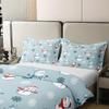 100% Cotton Cartoon Snowman Duvet Cover Winter Snowflake Decor Rustic Style Bedding Set for Kids Boys Girls Teens Cute Graffiti Merry Christmas Quilt Cover,2 Pillowcases(No Comforter) Full Size 3 Pcs view 3