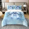 100% Cotton Christmas Duvet Cover 3D Blue Tie Dye Bowknot Print Bedding Set for Kids Teens Adults Botanical Leaves Winter Snow Gradient Graffiti Decor Quilt Cover,2 Pillowcases(No Comforter) Full Size view 1