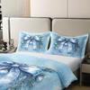 100% Cotton Christmas Duvet Cover 3D Blue Tie Dye Bowknot Print Bedding Set for Kids Teens Adults Botanical Leaves Winter Snow Gradient Graffiti Decor Quilt Cover,2 Pillowcases(No Comforter) Full Size view 3