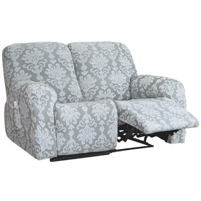 vctops 6 Pieces Stretch Recliner Loveseat Covers Soft Reclining Couch Cover with Pockets Floral Jacquard Anti-Slip Sofa Slipcovers Fitted Furniture Protector for Pet Kid(Light Grey,2 Seater)