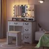 Lareth Vanity Desk with Mirror Light and Power Outlet, Farmhouse Makeup Table Set with Stool, 3 Color Adjustable Lights Bedroom Dressing Table with 4 Drawer for Women Girls Teen, Antique White view 2