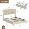 VECELO Queen Upholstered Bed Frame with 4 Storage Drawers, with Type A & C USB Charging Station and Velvet Headboard, No Box Spring Needed, Easy to Assemble, Beige view 2