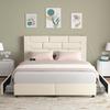 VECELO Queen Upholstered Bed Frame with 4 Storage Drawers, with Type A & C USB Charging Station and Velvet Headboard, No Box Spring Needed, Easy to Assemble, Beige view 3