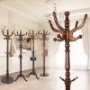 Coat Rack Freestanding,Solid Wooden Coat Rack Stand with 3 Height Options,14 Hooks, Natural Birch Coat Tree Easy to assemble for Clothes Jacket Hat bag Entryway (mahogany) (retro round) view 1