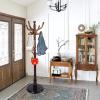 Coat Rack Freestanding,Solid Wooden Coat Rack Stand with 3 Height Options,14 Hooks, Natural Birch Coat Tree Easy to assemble for Clothes Jacket Hat bag Entryway (mahogany) (retro round) view 2