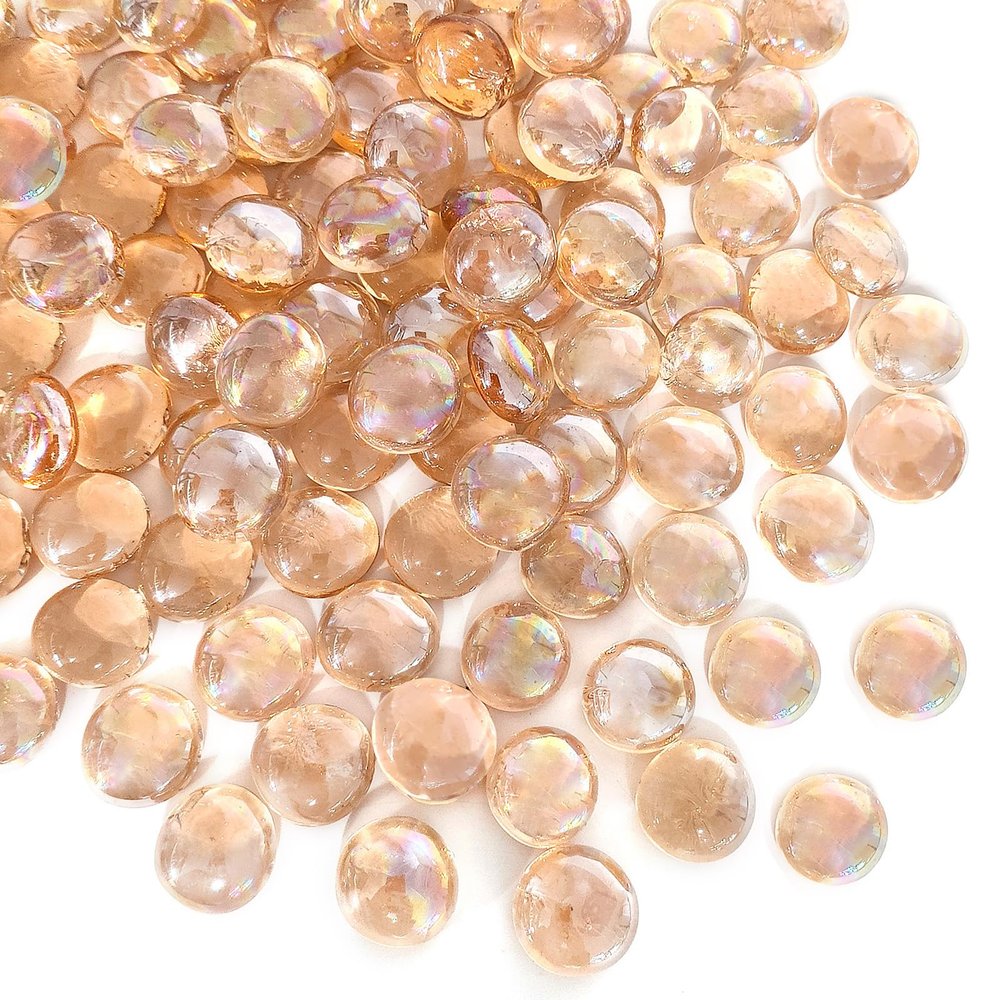 FANTIAN 1 lb Pink Glass Beads for Vase, 100 Pcs Glass Pebble Plant
