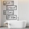 4 Pcs Metal Wall Art, Relax Soak Unwind Breathe Metal Sign, Relax Soak Unwind Breathe Metal Wall Decor, Flowers Wall Decor, Words For Wall Decor, Bathroom Wall Art, Spa Bathroom Decor (Black, 48"x20"|121x50cm) view 1
