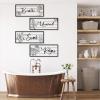 4 Pcs Metal Wall Art, Relax Soak Unwind Breathe Metal Sign, Relax Soak Unwind Breathe Metal Wall Decor, Flowers Wall Decor, Words For Wall Decor, Bathroom Wall Art, Spa Bathroom Decor (Black, 48"x20"|121x50cm) view 2