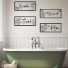4 Pcs Metal Wall Art, Relax Soak Unwind Breathe Metal Sign, Relax Soak Unwind Breathe Metal Wall Decor, Flowers Wall Decor, Words For Wall Decor, Bathroom Wall Art, Spa Bathroom Decor (Black, 48"x20"|121x50cm) view 3